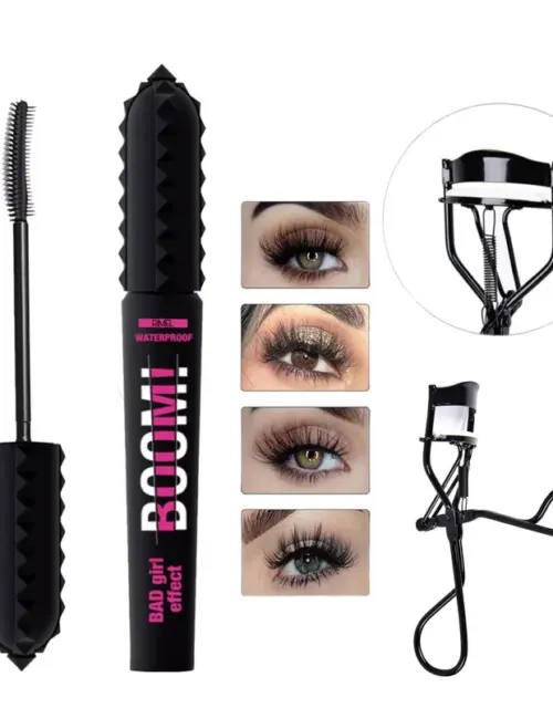 Mascara Volume and Length Mascara of Elongated Eyelashes Waterproof Mascara Effect False Eyelashes with Black Eyelash Curler