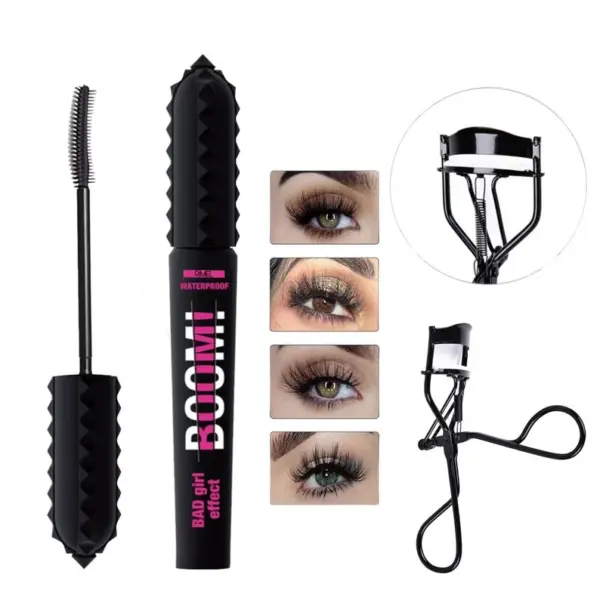 Mascara Volume and Length Mascara of Elongated Eyelashes Waterproof Mascara Effect False Eyelashes with Black Eyelash Curler