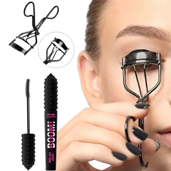Mascara Volume and Length Mascara of Elongated Eyelashes Waterproof Mascara Effect False Eyelashes with Black Eyelash Curler - Image 2